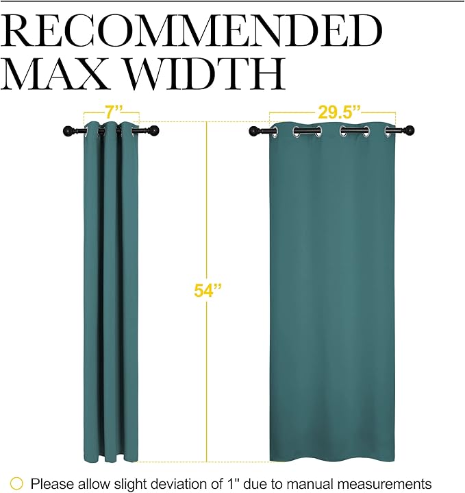 NICETOWN Window Curtain Panels, Thermal Insulated Solid Grommet Blackout Draperies/Drapes (Sea Teal, One Pair, 34 by 54-inch) - Image 6