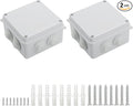 LeMotech ABS Plastic Dustproof Waterproof IP65 Junction Box Universal Electrical Project Enclosure White 3.9 x 3.9 x 2.8 inch (100 x 100 x 70 mm)(Pack of 2) by LeMotech