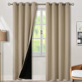BGment Thermal Insulated 100% Blackout Curtains for Bedroom with Black Liner, Double Layer Full Room Darkening Noise Reducing Grommet Curtain (52 x 84 Inch, Sand, 2 Panels) by BGment