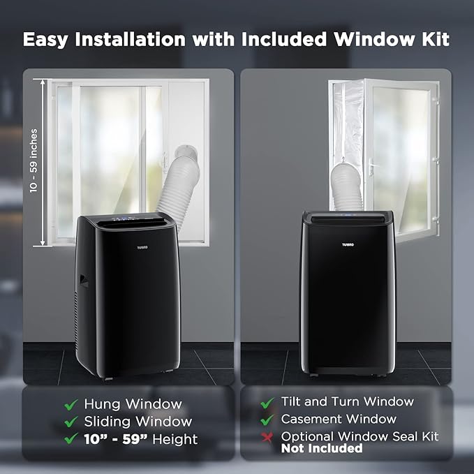 TURBRO 14,000 BTU Smart WiFi Portable Air Conditioner, Cooling up to 600 Sq Ft, 3 in 1 Functions, with Remote, Supports Alexa Control, Greenland - Image 6