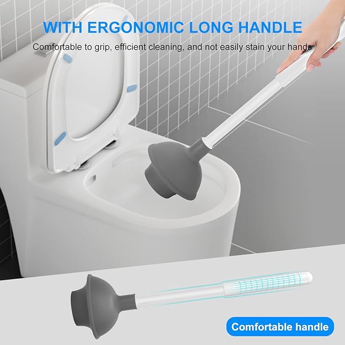 SetSail Toilet Brush and Plunger Set, 2 Packs Toilet Plungers for Bathroom Heavy Duty Toilet Bowl Brush and Holder Hidden Toilet Plunger and Brush Set for Deeply Cleaning - White - Image 6
