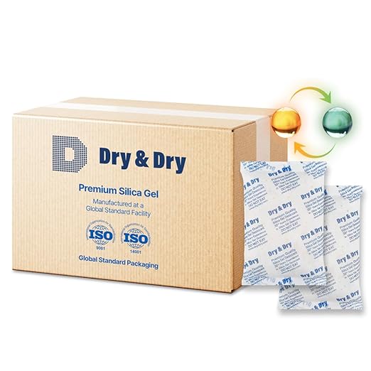 Dry & Dry 500 Gram [120 Packs] Orange Indicating(Orange to Dark Green) Mixed Silica Gel Packets - Food Safe Rechargeable Silica Packets Desiccants Silica Gel Packs Silica Gel Packets by DryDry