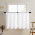 Home Queen White Waffle Bathroom Window Curtains, Water Repellent Rod Pocket Short Kitchen Drapes for Small Window, 2 Panels, 36 W X 36 L Inch Each by HomeQueen