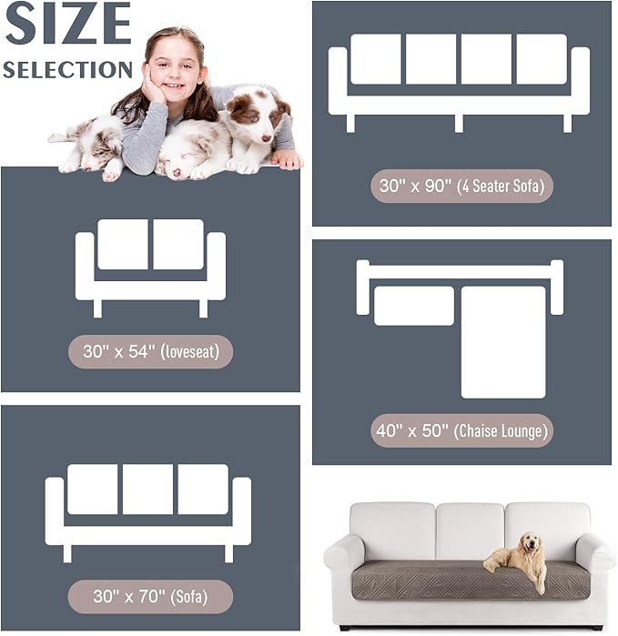 TAOCOCO 100% Waterproof Sofa Cushion Cover Reversible Couch Seat Cover for Dogs Pets Loveseat Couch Cover for Sectional Sofa U Shape Sofa Furniture Protector Sofa Slipcover(Loveseat, Taupe) - Image 6