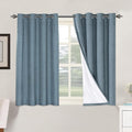 H.VERSAILTEX Linen Blackout Curtains 45 Inches Long 100% Blackout Thermal Insulated Textured Linen Look Curtain Draperies Anti-Rust Grommet, Energy Saving with White Liner, 2 Panels, Stone Blue by HVERSAILTEX