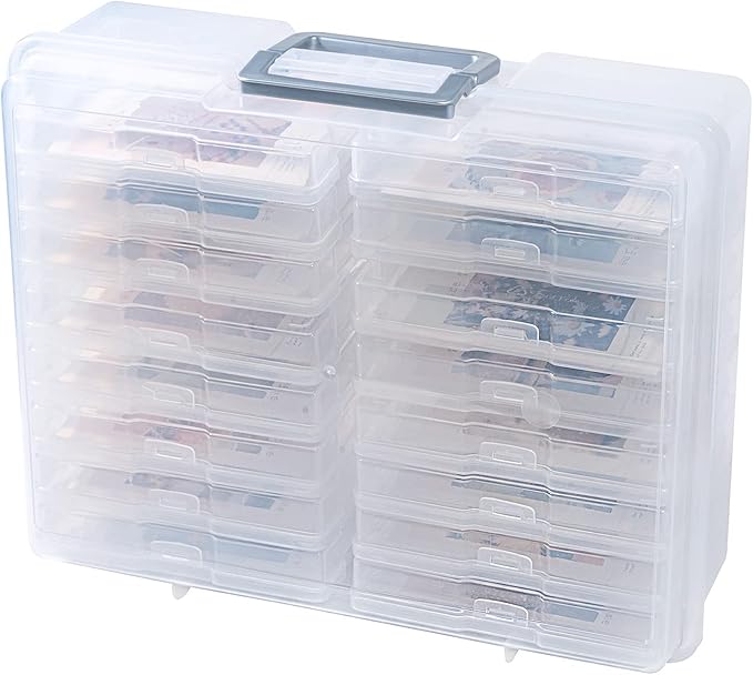 novelinks Transparent 4" x 6" Photo Organizers and Photo Storage Box with Handle, 16 Inner Photo Cases, Portable Picture Organizers & Photo Storage Containers (Clear-Silver Handle) - Image 2