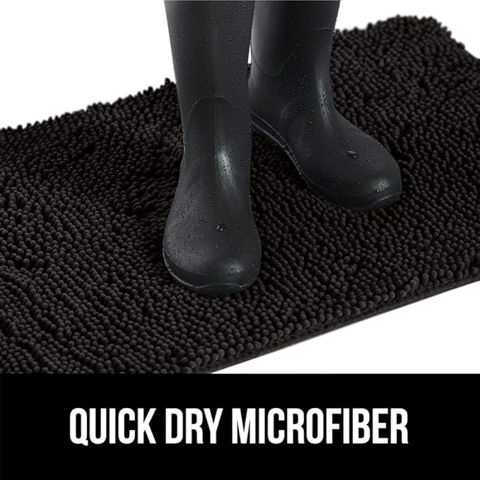GORILLA GRIP SOAKSTOPPER Dog Door Mat, 70x24 Machine Washable Rug Absorbent Doormat Captures Moisture Mud Dirt, Quick Dry Soft Chenille Entryway Rugs Indoor Entrance Mats for Dog Paws, Black - Image 9