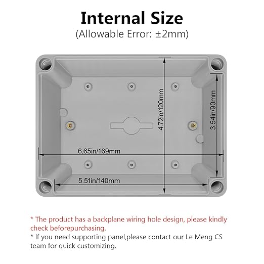 LeMotech Junction Box IP67 Waterproof Dustproof ABS Plastic Project Box for Electrical Outdoor Enclosure Gray 6.9 x 4.9 x 3.9 inch (175 x 125 x 100 mm) - Image 3