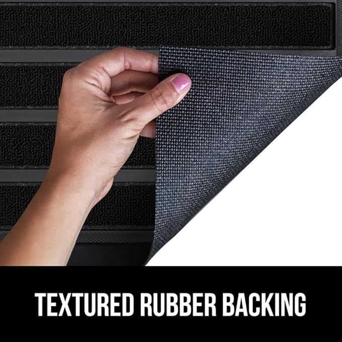 GORILLA GRIP 100% Waterproof All-Season WeatherMax Doormat US Designed Natural Rubber, Stain and Fade Resistant, Low Profile Indoor Outdoor Door Mats, Easy Clean Patio Mat, 17x29, Black Stripe - Image 5