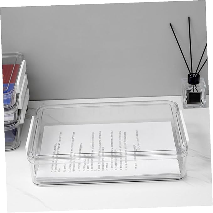 A4 Document Storage Box Set, 2pcs Flat Tall File Organizer with Card Holder and Certificate Keeper for Office Desktop Filing and Document Management - Image 5