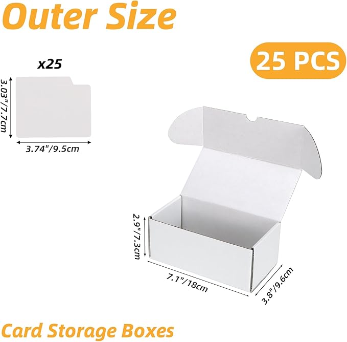 Bulk 600 Capacity Trading Cards Storage Box, in Total 25 Pack All White Cardboard Shipping Boxes for 15000 Count 12pt 2.5x3.5 inch Cards or Sleeved Cards - Image 2