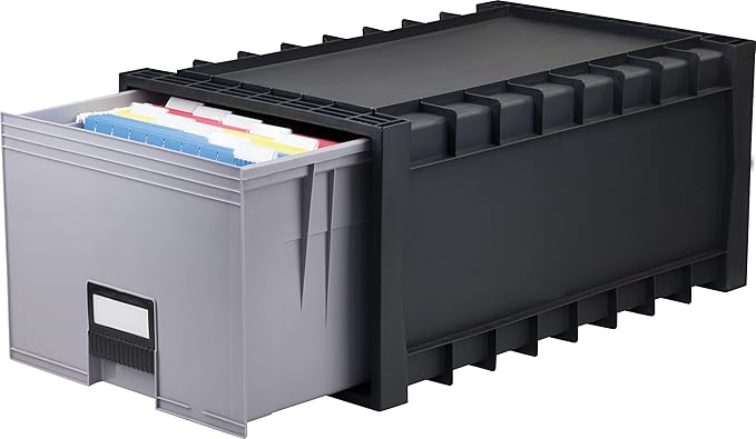 Storex Plastic Archive Storage Box, Letter/Legal Size, 24-Inch Drawer, Black (61106A01C) - Image 2