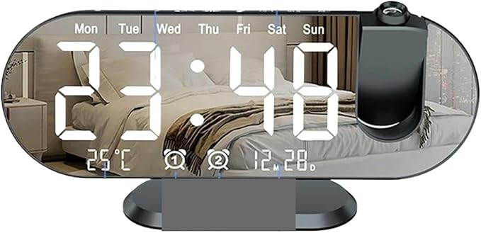 Digital Alarm Clock, Creative Electronic Projection Clock with Automatic Light Sensing, Temperature and Humidity, and Alarm Function. - Image 4