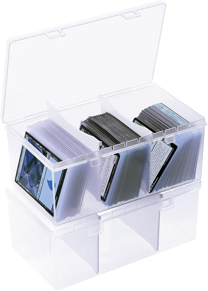 Toploader Storage Box for 100 + 3" x 4" 35pt Rigid Card,Trading Card Storage Box with Dividers for 500+ Baseball Card Case,Playing Card Case for MTG, Sport Cards,Game Cards 2 PACK by CDBXPRG