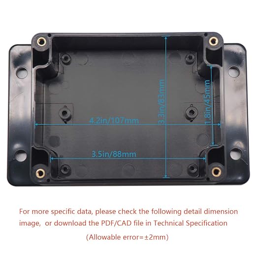 Zulkit Junction Box ABS Plastic Dustproof Waterproof IP65 Universal Electrical Boxes Project Enclosure with Fixed Ear Black 4.5 x 3.5 x 2.2 Inch (115 x 90 x 55mm)(Pack of 1) - Image 5