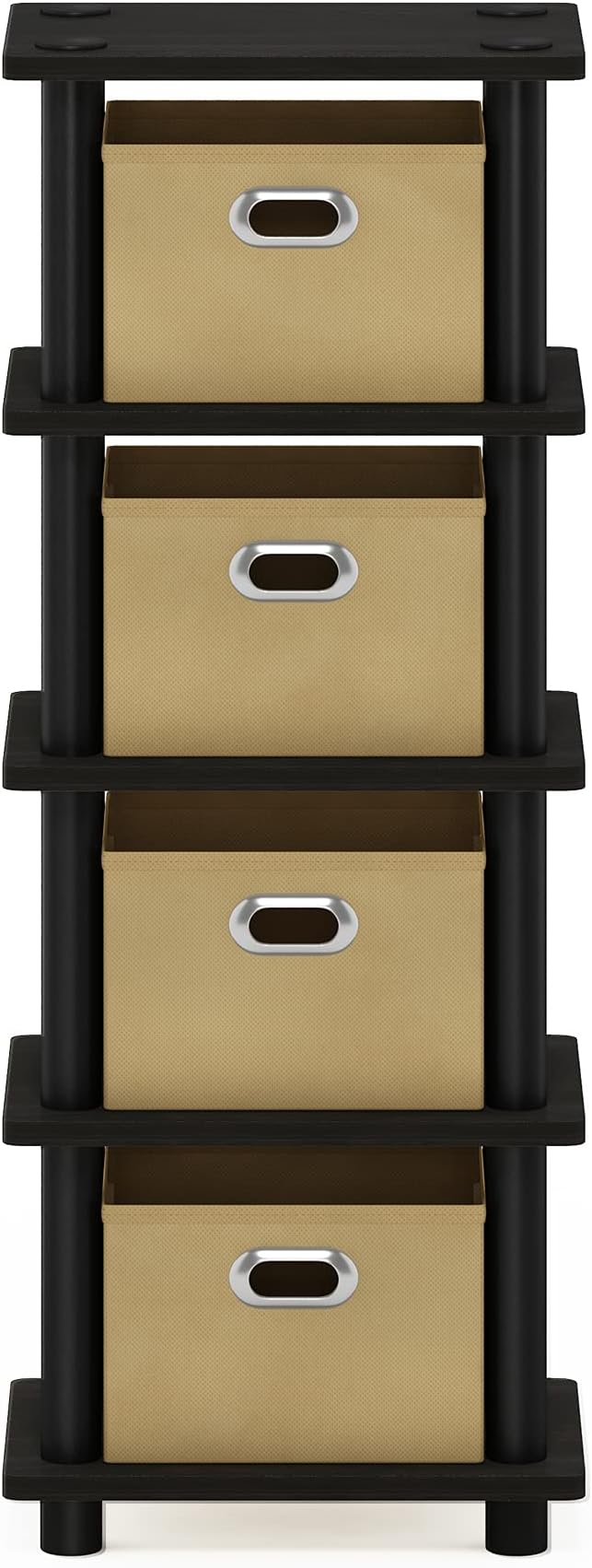 Furinno LACi 4-Bins System Rack, 11.3(W) x 28.8(H) Inch, Espresso/Black - Image 5