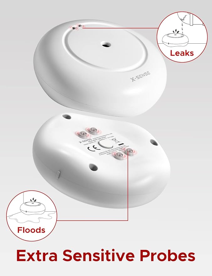 X-Sense Wi-Fi Water Leak Detector, Smart Water Sensor Alarm, Water Detector Alarm with 1700 ft Transmission Range for Kitchens, Basements, Bathrooms, 3 Water Detectors & 1 Base Station, Model SWS54 - Image 2