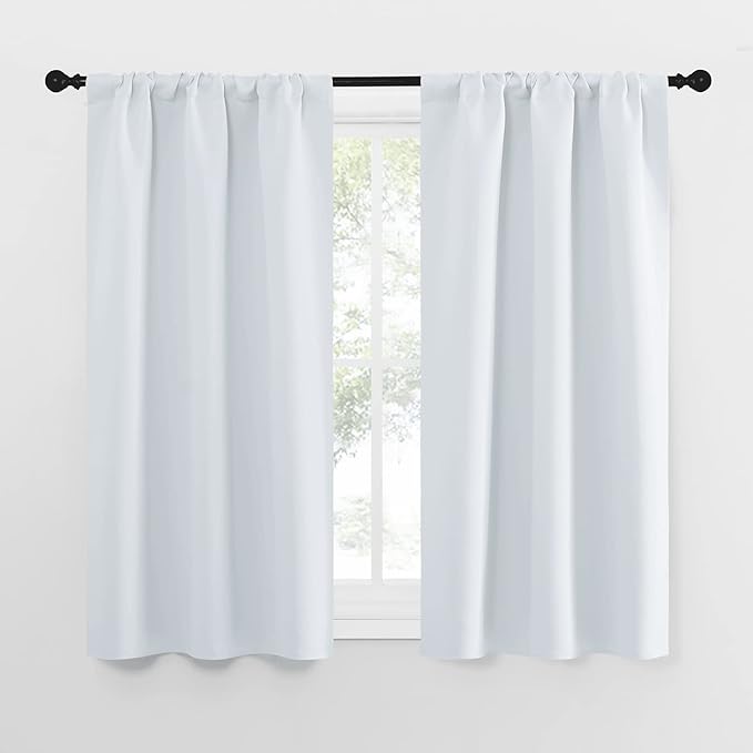 NICETOWN Greyish White Window Curtain Panels - Thermal Insulated Rod Pocket Room Darkening Curtain Sets for Bedroom (Greyish White, 2 Panels, 34 in x 54 in (W x L)) by NICETOWN