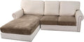 H.VERSAILTEX Velvet Stretch Sectional Couch Covers 3 Pieces Sofa Seat Cushion Covers L Shape Separate Couch Cover for Both Left/Right Sectional Couch (Large Sofa 2 Seater + 1 Chaise, Mocha) by HVERSAILTEX