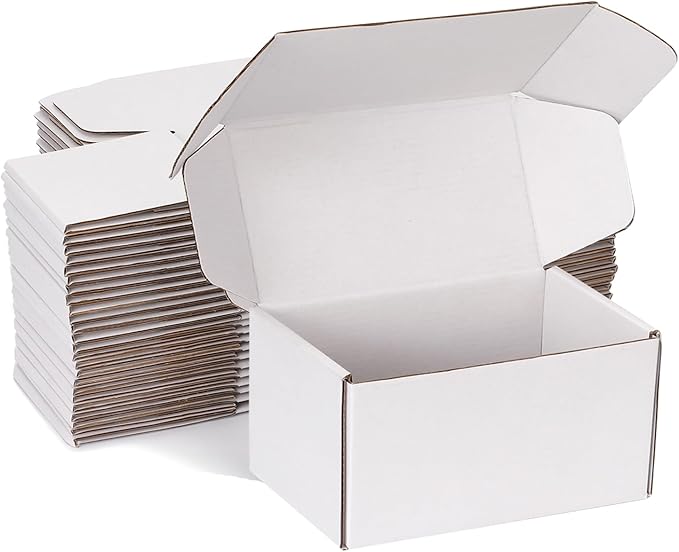 Small Shipping Boxes 6x4x3 Inch (25 Pack) - Sturdy White Corrugated Cardboard Boxes for Small Business, Ecommerce, Mailing & Packaging | Recyclable Gift & Storage Boxes by DUZCLI