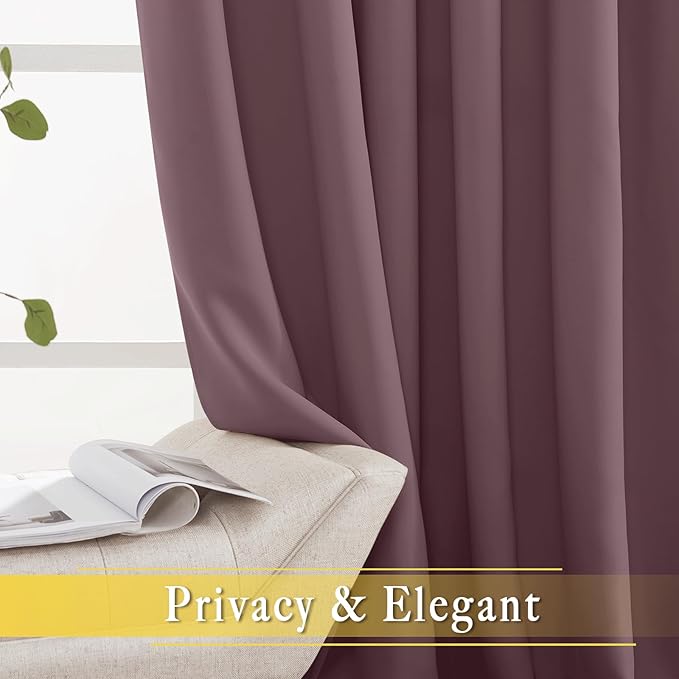 NICETOWN Wide Curtain 84 inch Length for Living Room, Grommet Thermal Insulated Blackout Room Divider Curtain Sound Proof Light Blocking for Patio/French Door (Dry Rose, 1 Panel, W80 x L84) - Image 5