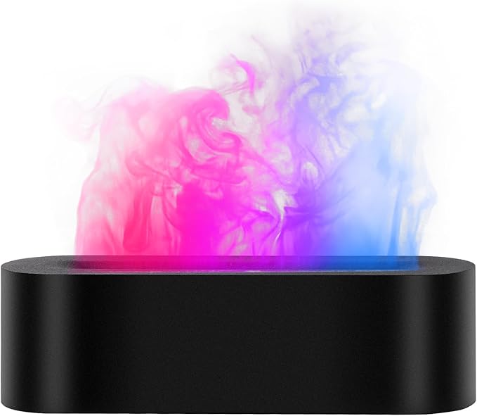 Essential Oil Diffuser with Fireplace Flame, Ultrasonic Cool Mist Humidifier for Aromatherapy, 7 Colors Light, Timer & Auto Shut-Off, Ultra Quiet for Home, Bedroom, Gift (150ml, Black) by Unknown