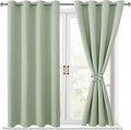 Hiasan Blackout Curtains for Bedroom, 52 x 54 Inches Long - Thermal Insulated & Light Blocking Window Curtains for Living Room/Kids Room, 2 Drape Panels Sewn with Tiebacks, Seafoam Green by Hiasan