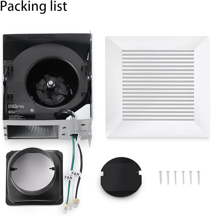 Bathroom Exhaust Fan 110 CFM Very Quiet with Matel Housing, Ceiling Mount Ventilation Fan Large Air-flow Capacity, Energy-Saving Household Bath Vent Extractor, White Plastic Grille - Image 9