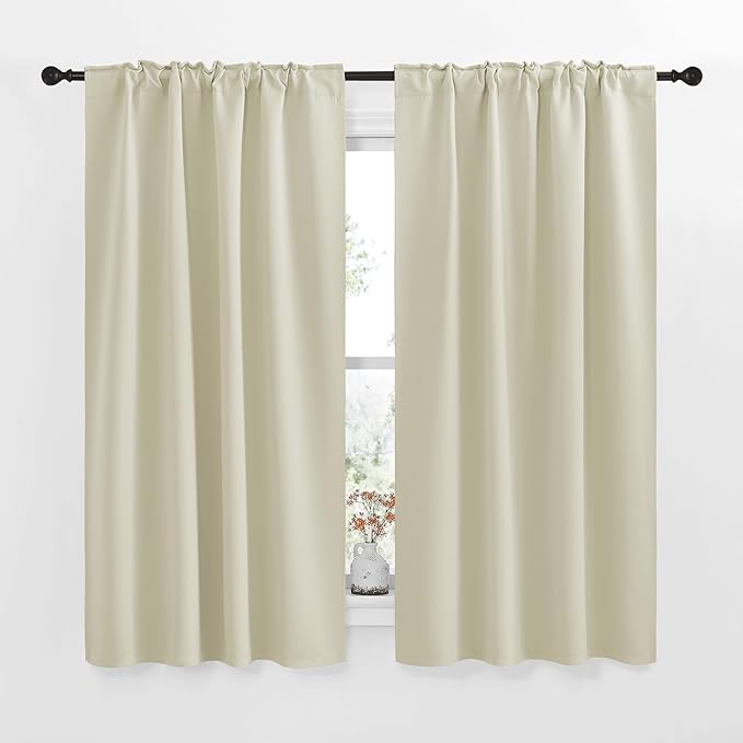 NICETOWN Blackout Curtain Panels for Living Room - (Beige Color) 42x63 Inch, 2 Panels Set, Thermal Insulated Room Darkening Blackout Drapes/Draperies with Rod Pocket & Back Tab for Window - Image 2