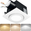 Bathroom Exhaust Fan with Light 88CFM 1.0 Sone, Quiet 28W Bath Shower Fan 3CCT Color LED Light Adjustable 8 x 8 inch Extractor Vent for Bathroom White by DCFAIRFAN