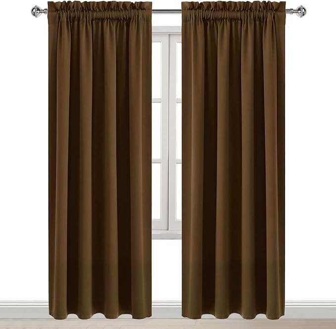 DWCN Blackout Curtains Room Darkening Thermal Insulated Bedroom Curtains Window Curtain Panels, 52 x 84 inches Long, Set of 2 Brown Rod Pocket Drapes - Image 9