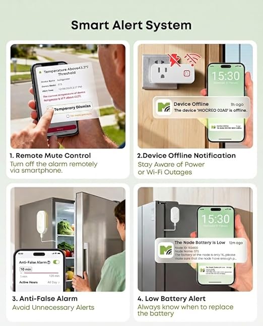MOCREO WiFi Freezer Thermometer with Alarm, Wireless Refrigerator Temperature Sensor with Remote App Notification, Email Alert, 2 Years Free Data Export, for Home Kitchen Fridge Hot Tub - Image 5