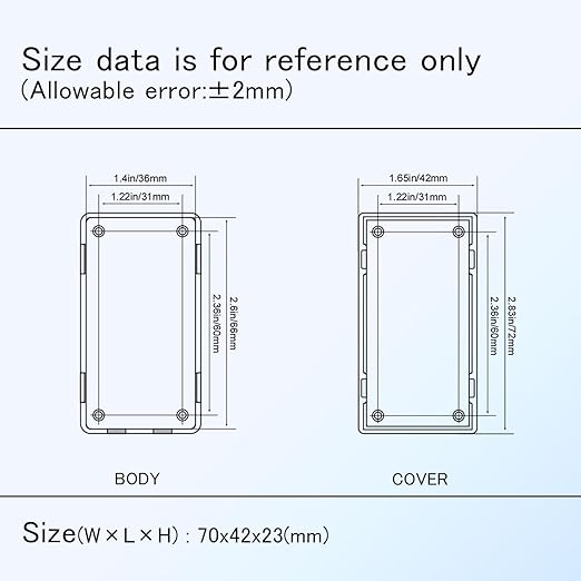 Project Box 8 Pieces Electrical Box Small Junction Box ABS Plastic Enclosure Power Electronic Case Black 2.76" x 1.65" x 0.91"(70 x 42 x 23mm) - Image 7