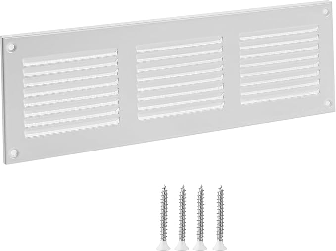10x2 Vent Cover (Duct Opening) - White HVAC Return Air Grille for Wall and Ceiling - Metal AC Vent Cover with Mesh - Rectangular Ventilation Register - External Dimensions: 11.81" W x 3.94" H by TURvent