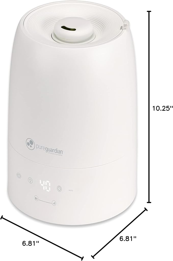 PureGuardian 30-Hour .50 Gallon Top Fill Cool Mist Ultrasonic Humidifier for Large Rooms with Humidistat, 12-Hour Timer, Aroma Tray for Bedroom, Living Room, Office, White, H955W - Image 10