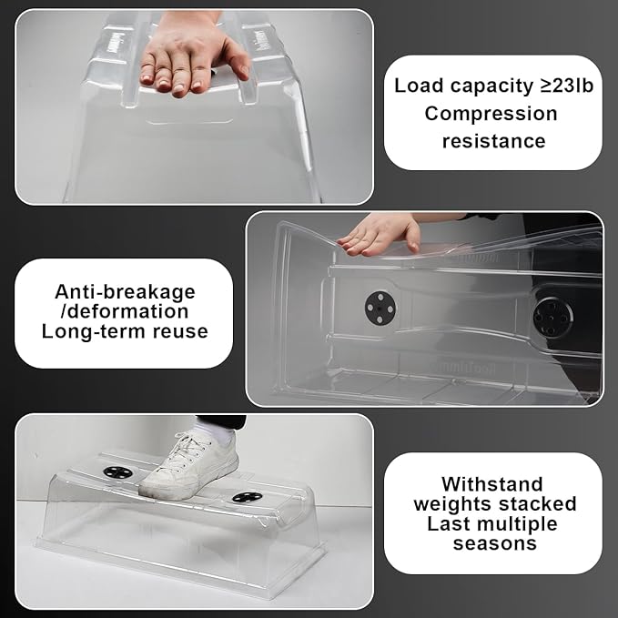 10 Pack 6.3" Tall Humidity Domes for 1020 Trays, Extra Strength Seed Starter Covers with 2 Adjustable Vents, Clear Plastic Propagation Cloning Lids for Germination & Microgreens, BPA-Free - Image 4