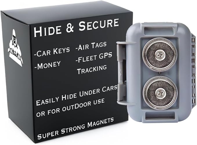 Hide a Key Outside with our Grey Magnetic Box, Our Waterproof Air-Tight Magnetic Key Box for Under Car Stays Secure with 2 Strong Neodymium Magnets by GorillaBox
