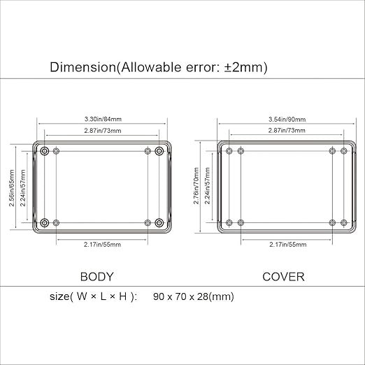 LeMotech Project Box 5 Pieces ABS Plastic Electrical Project Case Small Junction Box for Electronics White 3.54 x 2.75 x 1.10 inch (90 x 70 x 28 mm) - Image 7