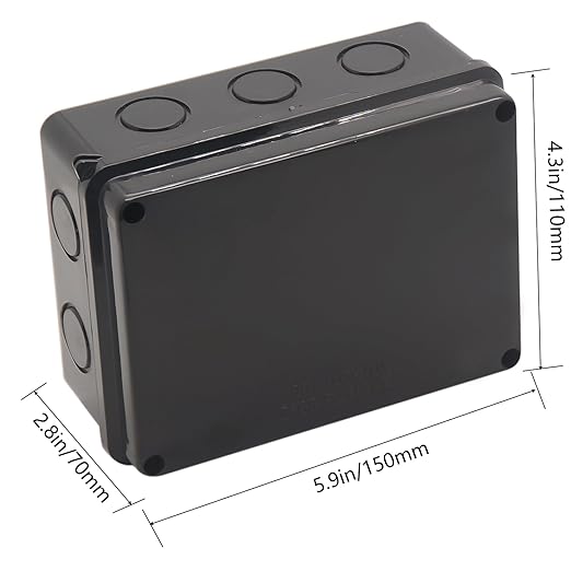 Electrical Box, Outdoor Waterproof Box IP65 Junction Box with Reserved Holes,ABS Plastic Project Box Power Cord Enclosure Black 5.9 x 4.3 x 2.8 inch(150x110x70mm) - Image 2