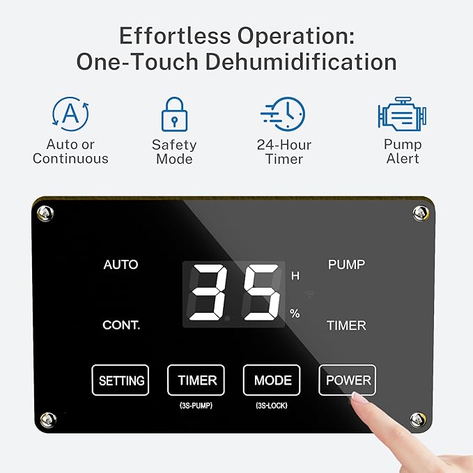 Yaufey 150 Pints Commercial Dehumidifier with Pump for Basement, Crawl Space & Water Damage Restoration，Large Dehumidifier up to 7000 Sq.Ft for Industry - 5-Year Quality Coverage - Image 6