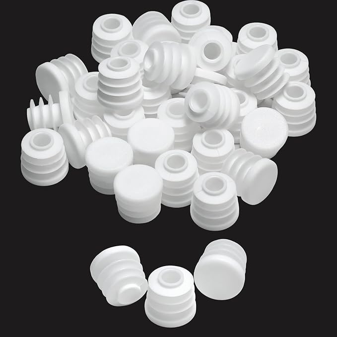 5/8" (16mm) Plastic Hole Plugs White -Round Chair Leg Caps, Flush Mount Pipe Plugs, Tubing End Caps for Metal&Wood Legs Tube, Outdoor Furniture Feet caps & Table Plastic Plugs, 24 PCS by EASYEAH
