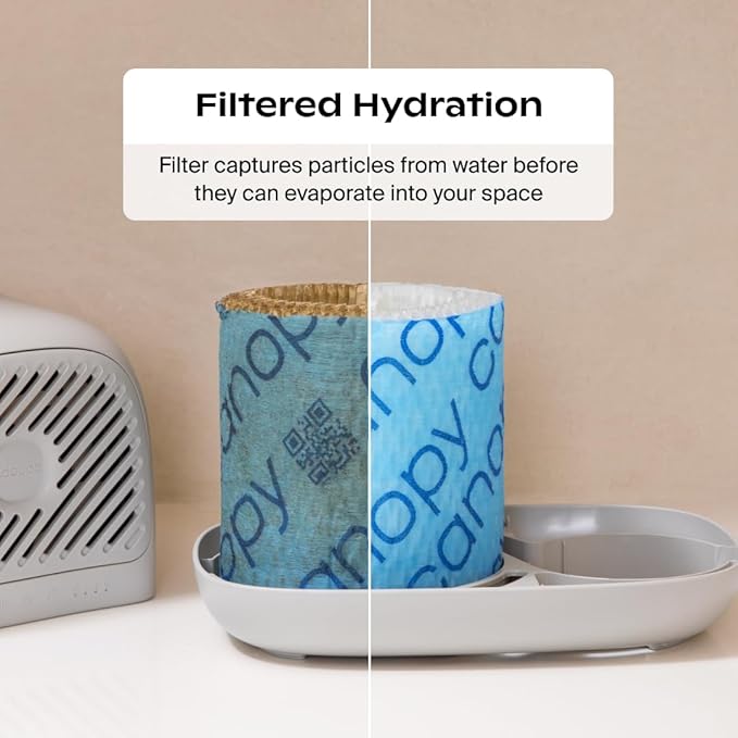 Canopy Bedside Humidifier 2.0, White, 36 HR Run Time, 2.5L Capacity - Reading Light & White Noise - Alleviate Symptoms of Allergies, Flu, Cold, Dry Skin - Humidifier, Filter, Power Cord & Adapter - Image 5