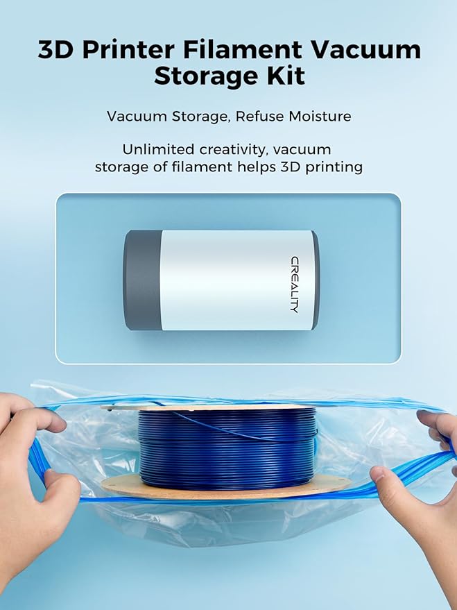 Creality Filament Vacuum Storage Kit, Automatic Pump, Premium Cleaning Drying Sealed 8 Storage Bags with Desiccants, 3D Filament Dryer for 3D Printer Filament(15.75x15.75 inch) - Image 2