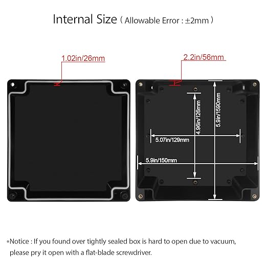 LeMotech Electrical Box ABS Plastic Project Box IP65 Waterproof Junction Box Project Case Universal Enclosure for Electronics Black 6.1x 6.1x 3.4 inch(160x160x90mm)（Pack of 1 - Image 3