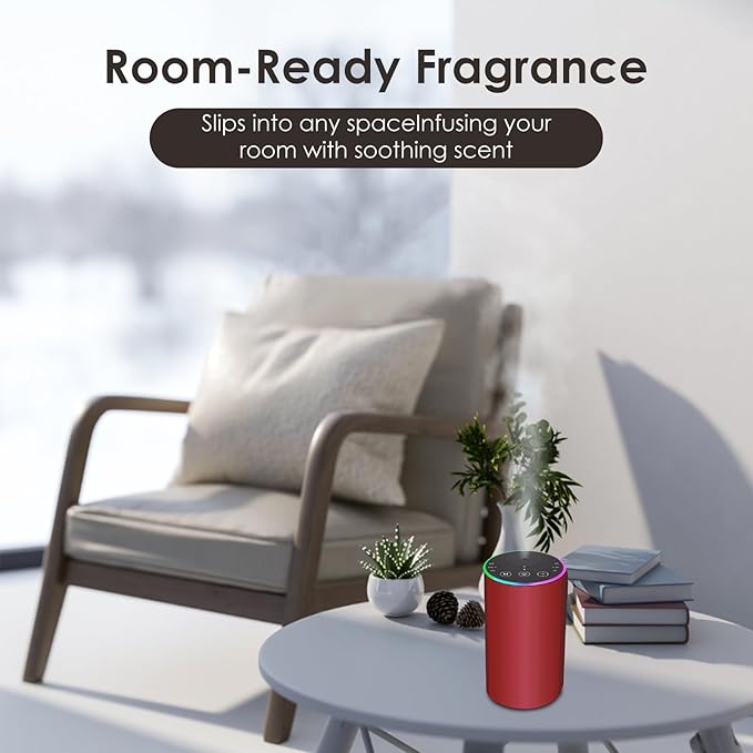 Waterless Essential Oil Diffuser, Battery Powered Mini Scent Air Machine, Aromatherapy Mist Diffuser for Home Room Car Office (red) - Image 6