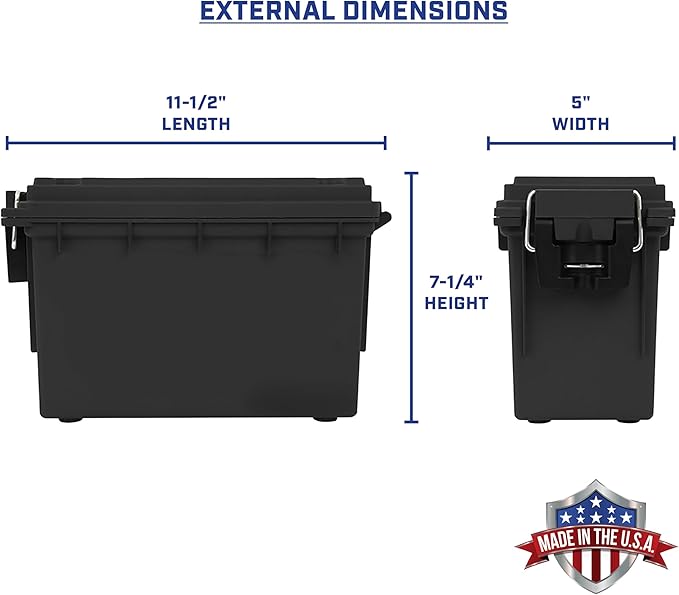 Sheffield 12772 4-Pack Ammo Storage Box, Stackable .30 Cal Field Boxes, Water and Dust Resistant, Lockable Storage Box with Handle, Secures Hunting Gear, Supplies, and Bullets, Made in USA, Black - Image 2