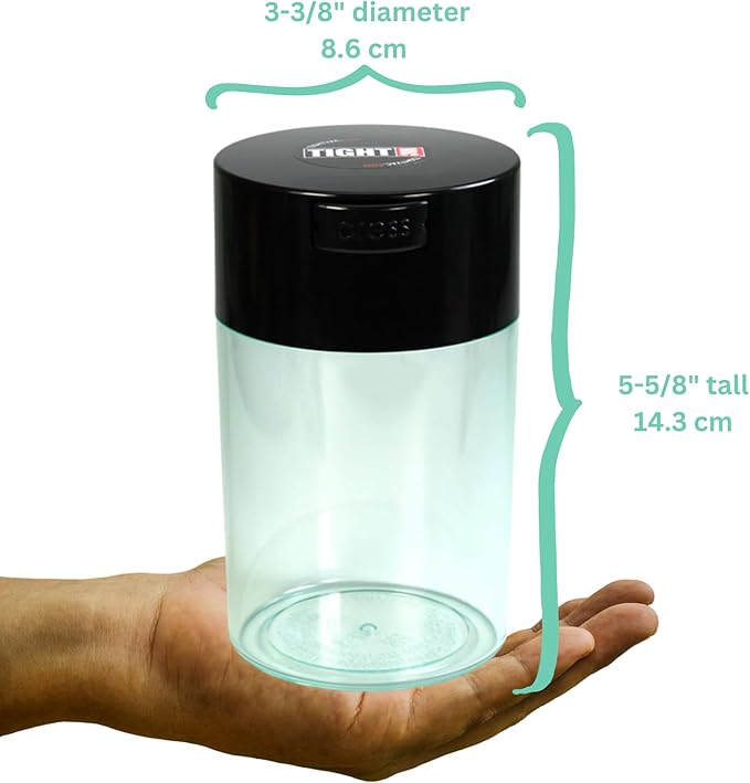 Tightvac 1 oz to 6 ounce - Patented Airtight Container | Multi-use Vacuum Container Works as Smell Proof Containers for Herbs and Dry Goods. Black Cap and Clear Body - Image 2