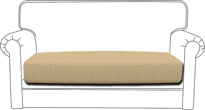 Easy-Going Stretch Loveseat Cushion Cover Sofa Cushion Furniture Protector Sofa Seat Sofa Slipcover Sofa Cover Soft Flexibility with Elastic Bottom(Loveseat Cushion, Beige) by Easy-Going
