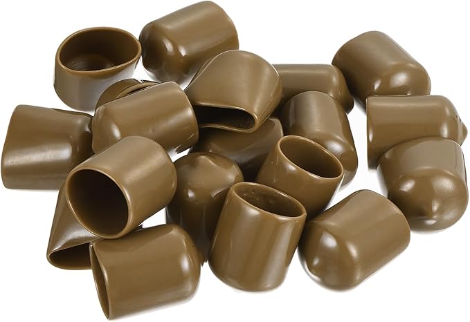 uxcell 20pcs Rubber End Caps 17mm ID Vinyl PVC Round Tube Bolt Cap Cover Screw Thread Protectors Light Brown - Image 4