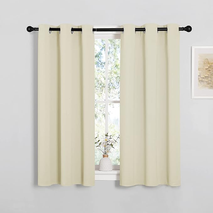 NICETOWN Room Darkening Curtain Panels for Cafe, Thermal Insulated Grommet Top Room Darkening Draperies/Drapes for Window (Beige, 2 Panels, W34 x L45) by NICETOWN